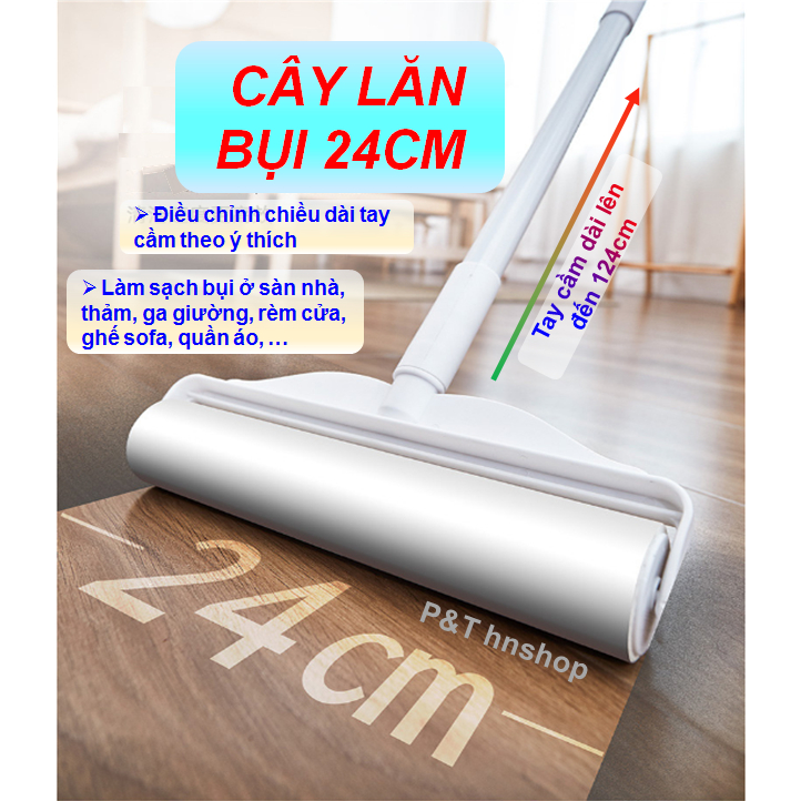 Cây Lăn Bụi 24Cm Cán Dài Làm Sạch Bụi, Tóc, Lông Thú Cưng Bám Trên Quần Áo, Ga Giường, Ghế Sofa, Sàn Nhà, Rèm Cửa, Thảm