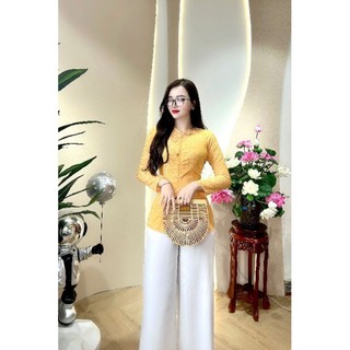 SET BÀ BA GẤM 2 DA TAY DÀI , NÚT NGỌC