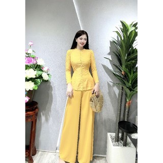 SET BÀ BA GẤM 2 DA TAY DÀI , NÚT NGỌC