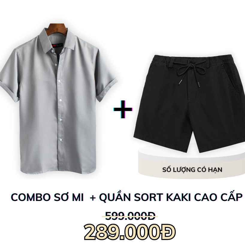 Set áo sơ mi tay ngắn mango 8069 + quần kaki nam lưng chun cao cấp 4103 trẻ trung, thời trang LADOS-7103