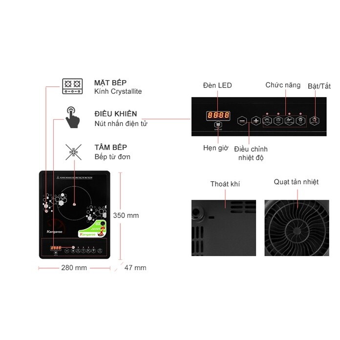 Bếp từ đơn kg15ic1 tặng kèm nồi inox bảo hành 12 tháng