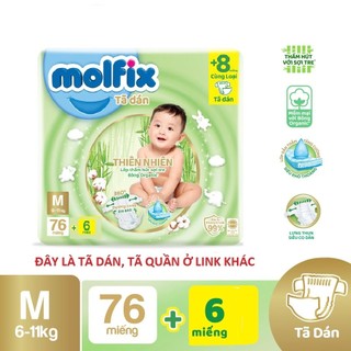 Tã dán Molfix thiên nhiên an toàn bông tự nhiên - Super Jumbo M (6kg - 11kg) - Gói 76+6 miếng