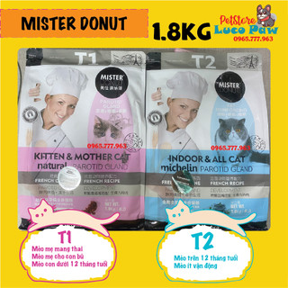 Hạt mister donut 1kg/ 1,8kg/ 2kg - t1 & t2 : thức ăn hạt mix topping cao cấp cho mèo