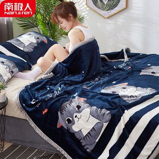 Chăn lông chần bông mỏng họa tiết kẻ xinh xắn KT 2m*2.2m