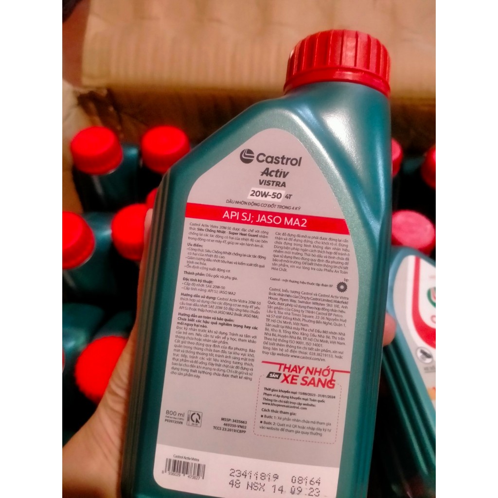 DẦU NHỚT VISTRA 800ML  CHO XE SỐ