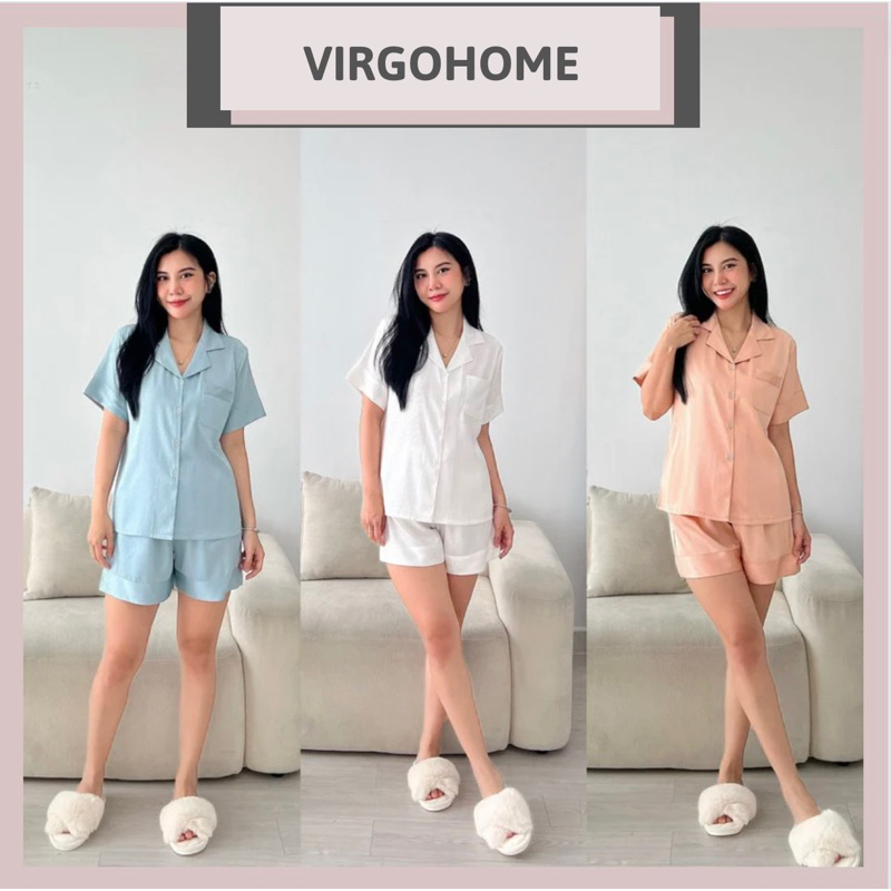 Đồ bộ nữ tay ngắn quần ngắn chất lụa xước cao cấp mặc nhà mặc đi chơi VIRGO