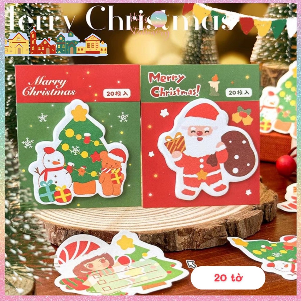 Giấy note mini Noel Giáng Sinh MOKA hình thú ngộ nghĩnh có keo dán