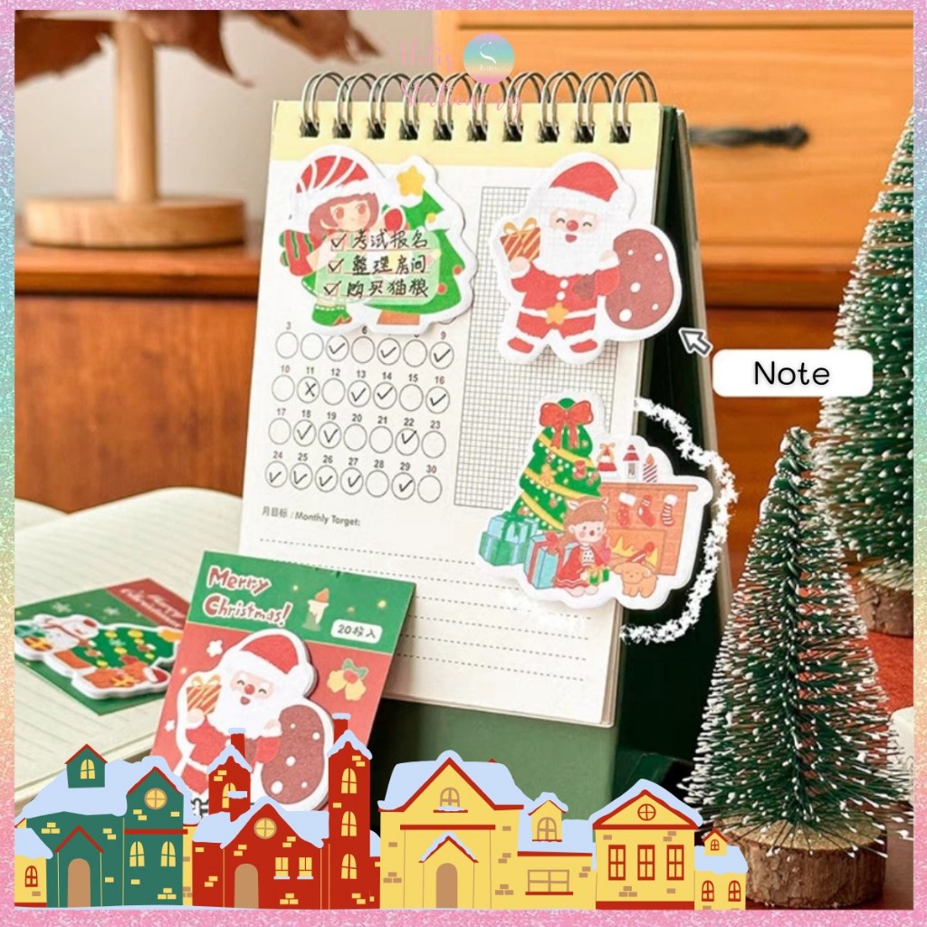 Giấy note mini Noel Giáng Sinh MOKA hình thú ngộ nghĩnh có keo dán