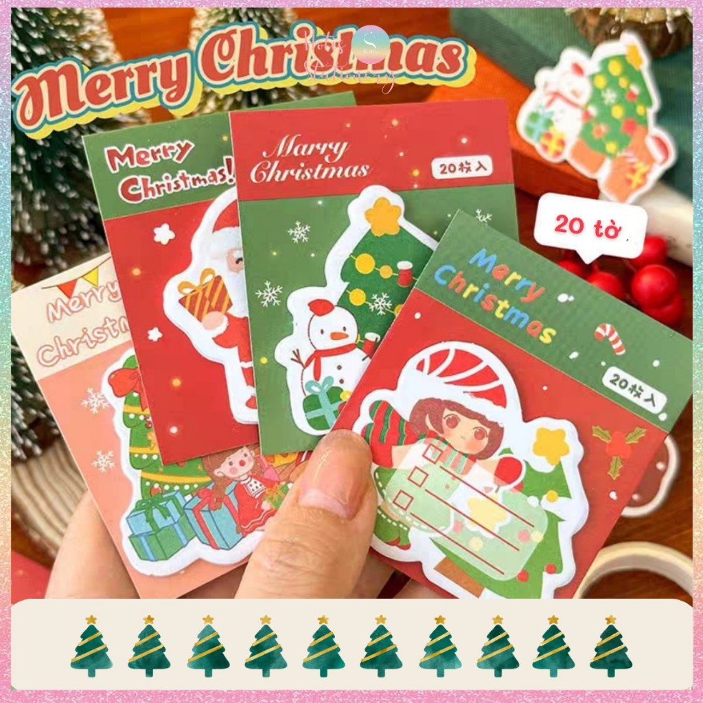Giấy note mini Noel Giáng Sinh MOKA hình thú ngộ nghĩnh có keo dán