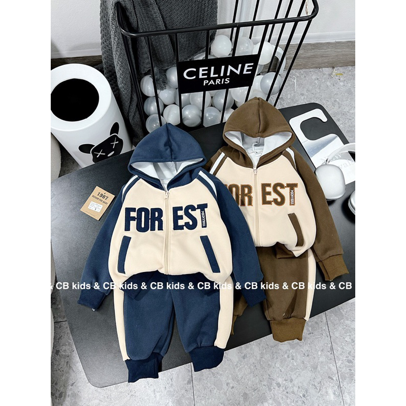 Sét bộ quần áo thu đông bé trai vải nỉ ép hai da đẹp