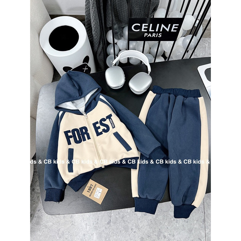 Sét bộ quần áo thu đông bé trai vải nỉ ép hai da đẹp