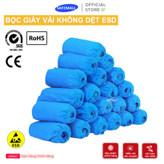 Bán Sỉ 200 Đôi Bọc Giày Vải Không Dệt Phòng Sạch Chống Tĩnh Điện ESD, Bao Bọc Giày Xanh Cao Cấp - SAFEMALL Chính Hãng
