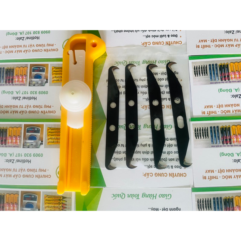 Cán dao cắt sợi  màu vàng núm trắng(1 cán dao,1 lốc 25 lưỡi)