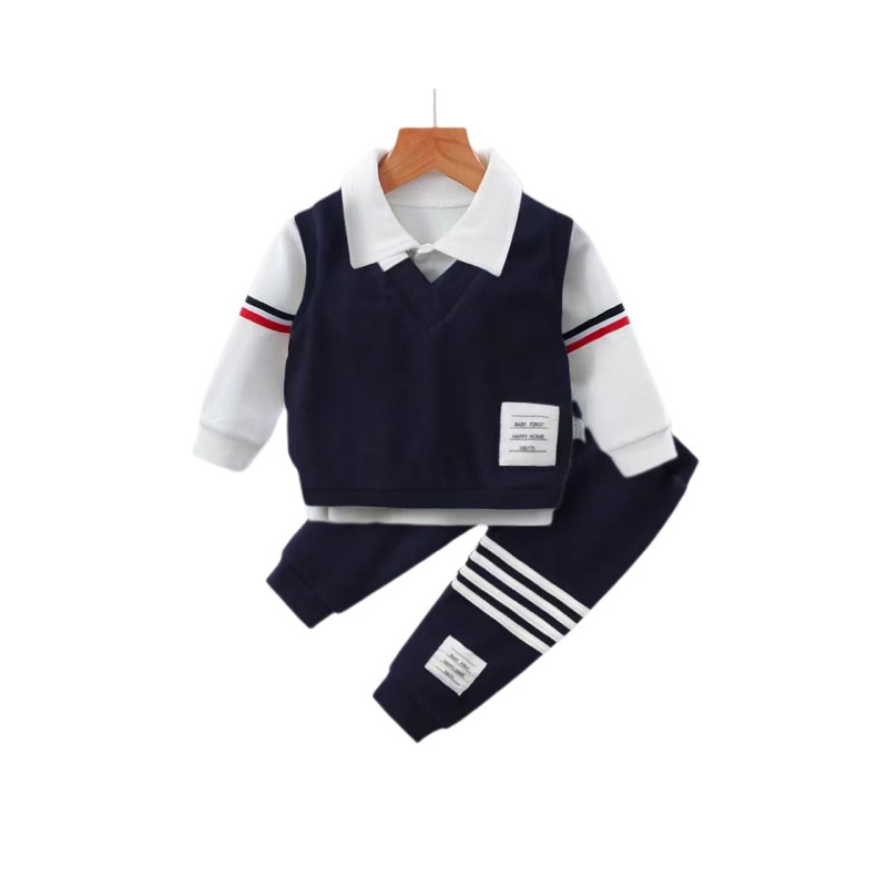 Quần áo bé trai,Set 3ct công tử, áo cotton trắng, quần và áo gile chất da cá hàng thiết kế đẹp từ 8-20 kg