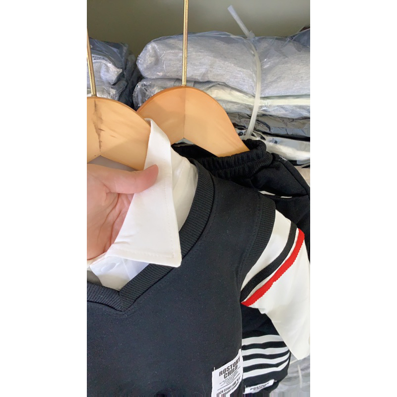Quần áo bé trai,Set 3ct công tử, áo cotton trắng, quần và áo gile chất da cá hàng thiết kế đẹp từ 8-20 kg