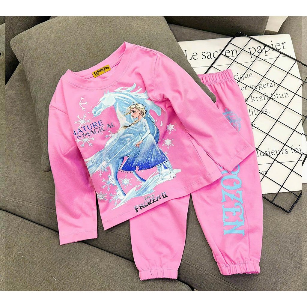 Set dài bé gái Bộ thun cotton dài tay mặc ngủ cho bé gái size đại từ 20 đến 40kg - Bộ quần áo trẻ em DG01