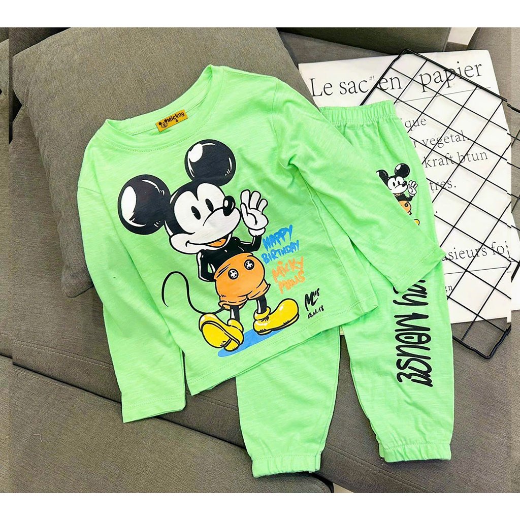 Set dài bé gái Bộ thun cotton dài tay mặc ngủ cho bé gái size đại từ 20 đến 40kg - Bộ quần áo trẻ em DG01