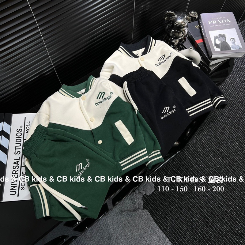 Sét bộ quần áo thu đông vải nỉ ép hai da cho bé trai mbodocgo