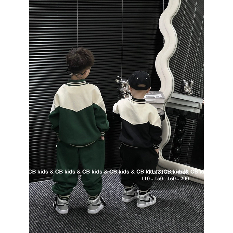 Sét bộ quần áo thu đông vải nỉ ép hai da cho bé trai mbodocgo