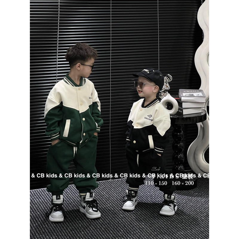 Sét bộ quần áo thu đông vải nỉ ép hai da cho bé trai mbodocgo