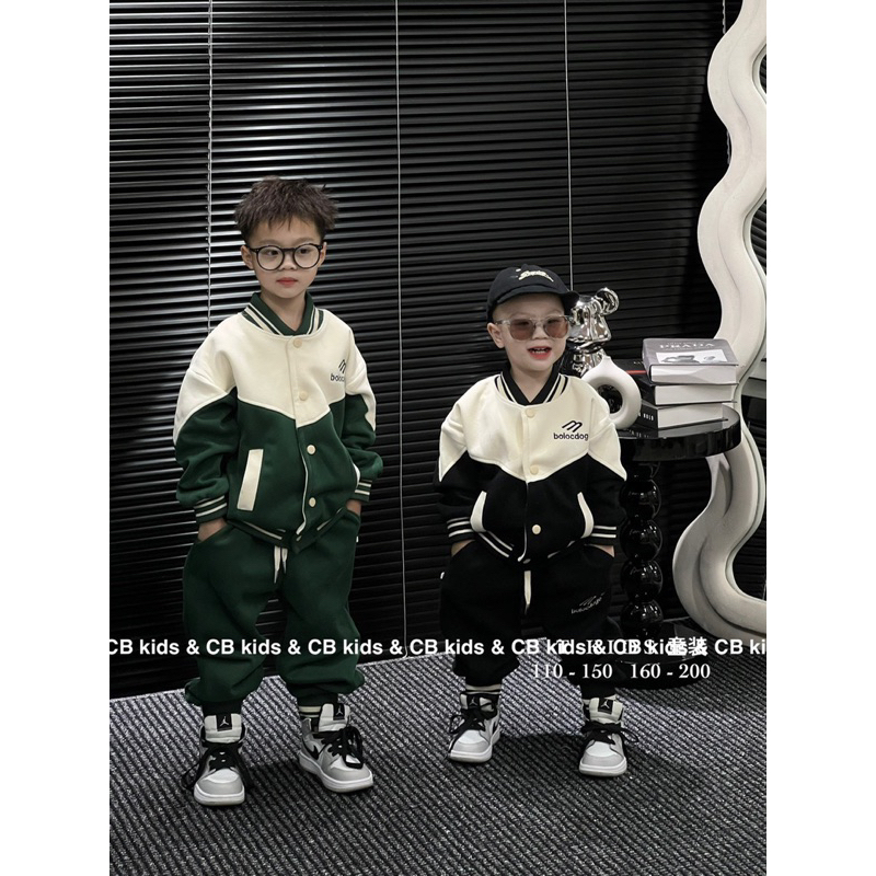 Sét bộ quần áo thu đông vải nỉ ép hai da cho bé trai mbodocgo