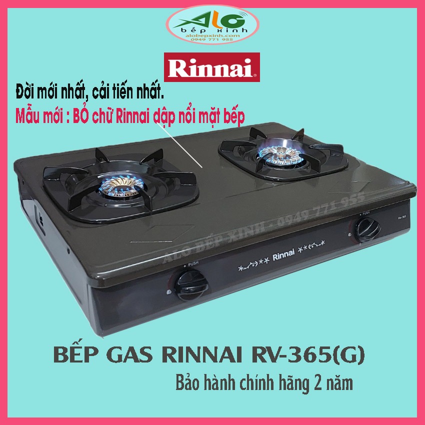 🌻 BẾP GAS RINNAI RV-365(G)N 🌻 Bếp ga Rinnai RV-365G có Đầu đốt bằng đồng, có lửa hâm, bảo hành 2 năm - Alo Bếp Xinh