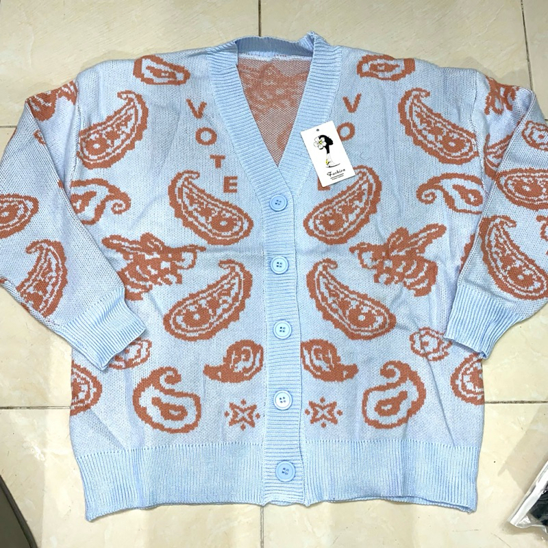 VOTE21FW CARDIGAN - Áo Khoác Len Hoạ Tiết Trendy Unisex