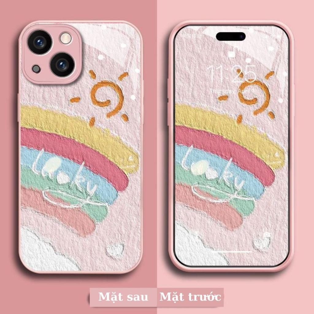 Ốp lưng iphone mặt kính hình cầu vồng  X, Xs, XsMax, 11, 11ProMax, 12, 12ProMax, 13Promax, 14Promax