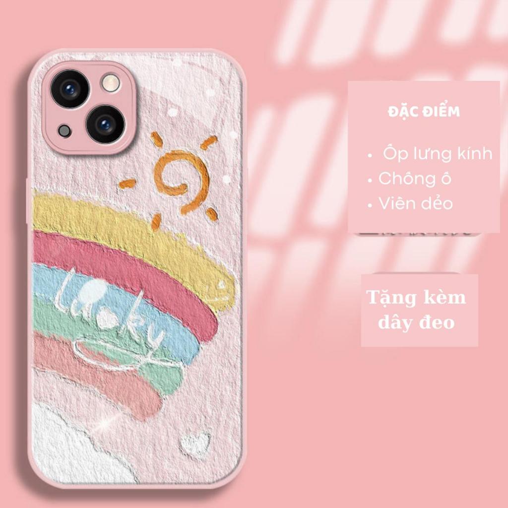 Ốp lưng iphone mặt kính hình cầu vồng  X, Xs, XsMax, 11, 11ProMax, 12, 12ProMax, 13Promax, 14Promax