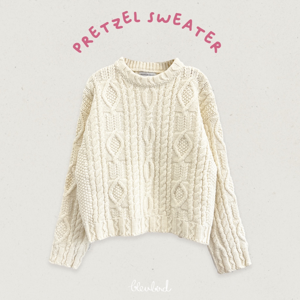 BLEUBIRD Áo len vặn thừng Pretzel Sweater