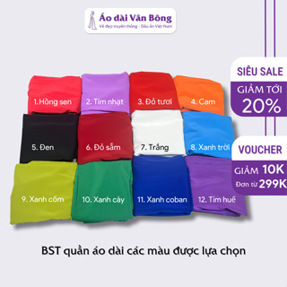 Quần áo dài nữ lụa nhật may sẵn size từ 40 đến 72 cân, có khoá kéo và thun quần co giãn, đủ màu đỏ, cam, trắng, đen