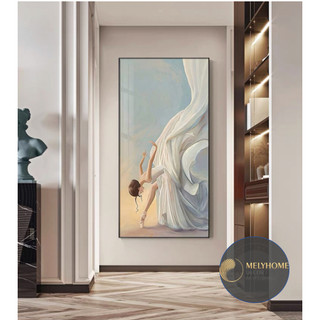 Khổ Lớn -Tranh Dọc Canvas Tráng Gương Cao Cấp Cô Gái Múa Ba lê Nghệ Thuật Quyến Rũ Trang Trí Decor Hành Lang Phòng Khách