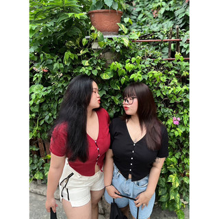 áo croptop kiểu nút đan BIGSIZE gắn khuy xinh xắn cho nàng mũm mĩm FATTYTA