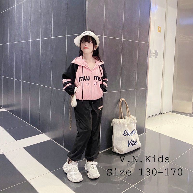 Bộ gió 2 lớp thêu Miuniu cho Bé size đại 19kg - 45kg