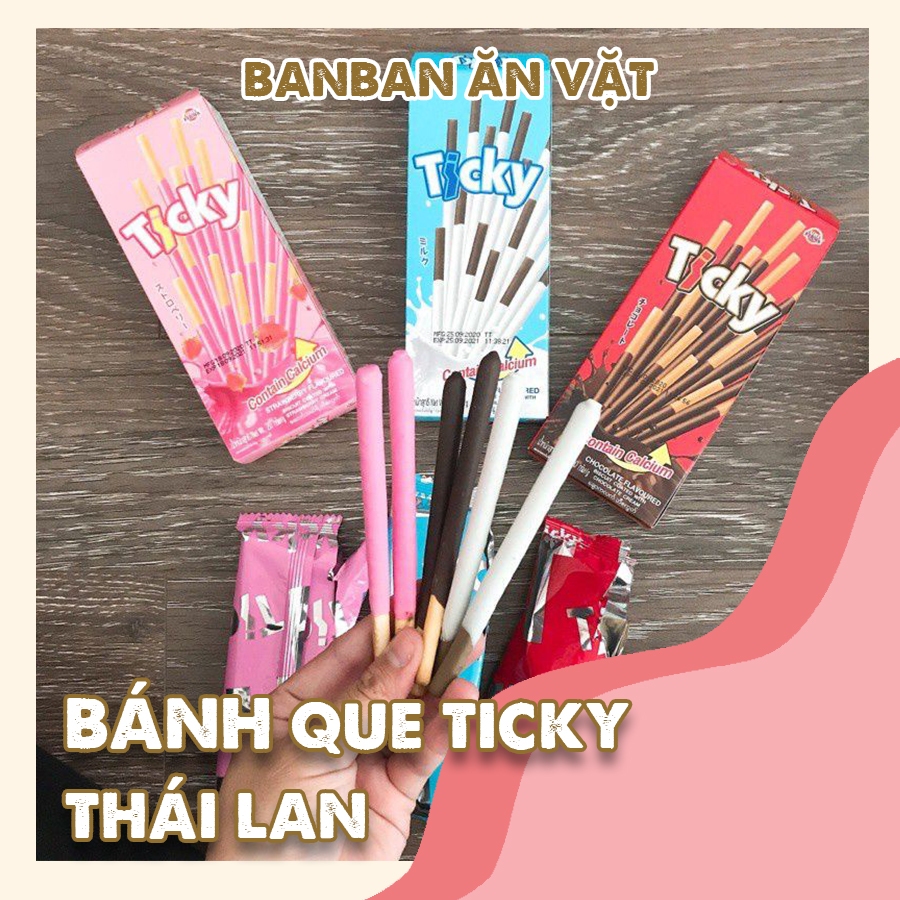 Bánh que Ticky Thái Lan, bánh quy que phủ kem các vị