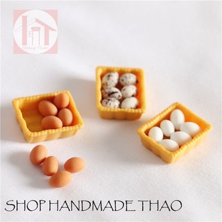 Mô hình trứng gà vịt tý hon trang trí nhà búp bê, tiểu cảnh