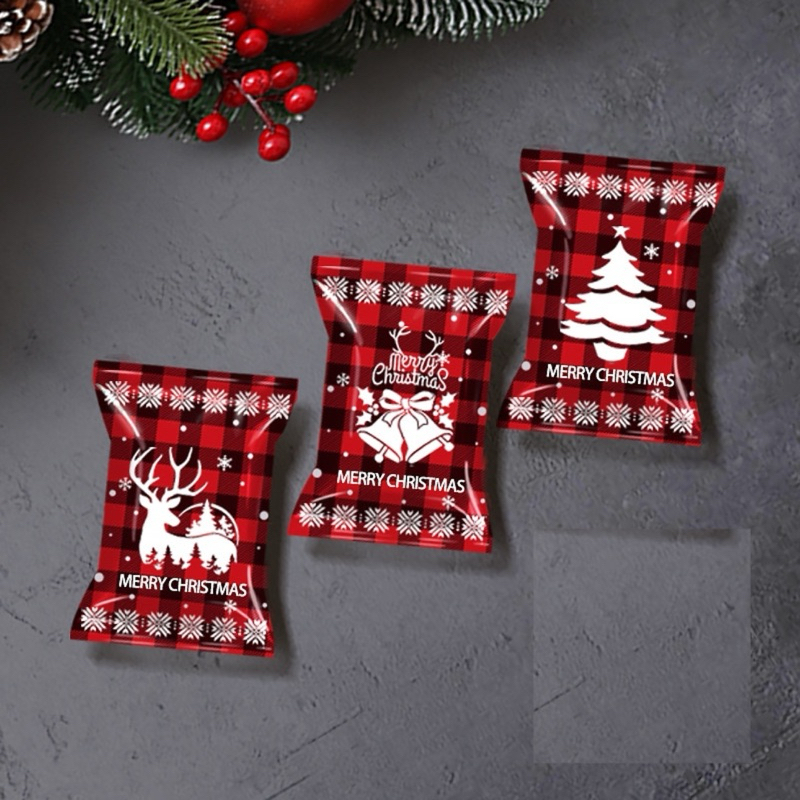 100 túi đựng bánh quy noel giáng sinh tết 7x10cm