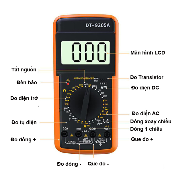 Đồng hồ đo điện áp, dòng điện DT9205A , XL830L , DT832