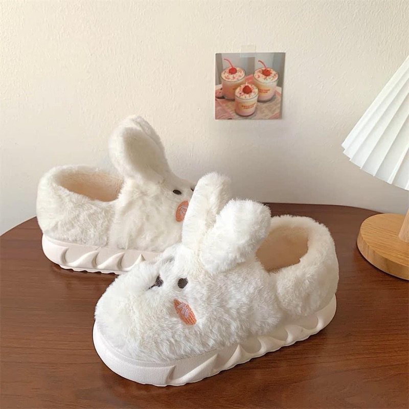 Dép lông hình thỏ Ulzzang siêu ấm, siêu đáng yêu