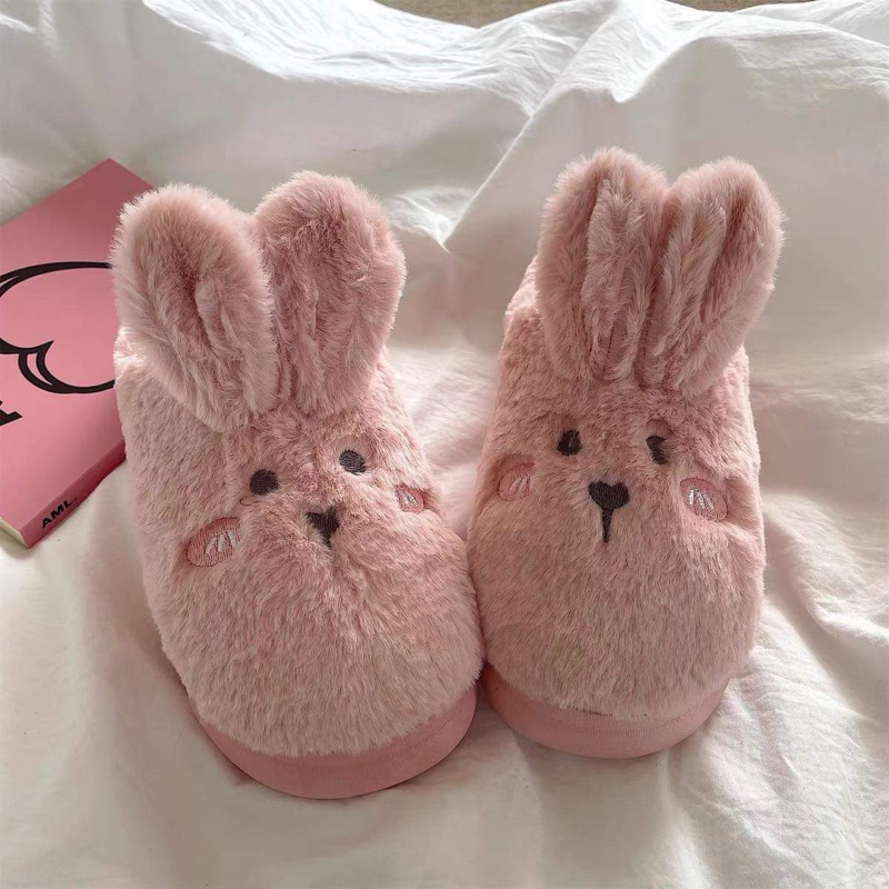Dép lông hình thỏ Ulzzang siêu ấm, siêu đáng yêu