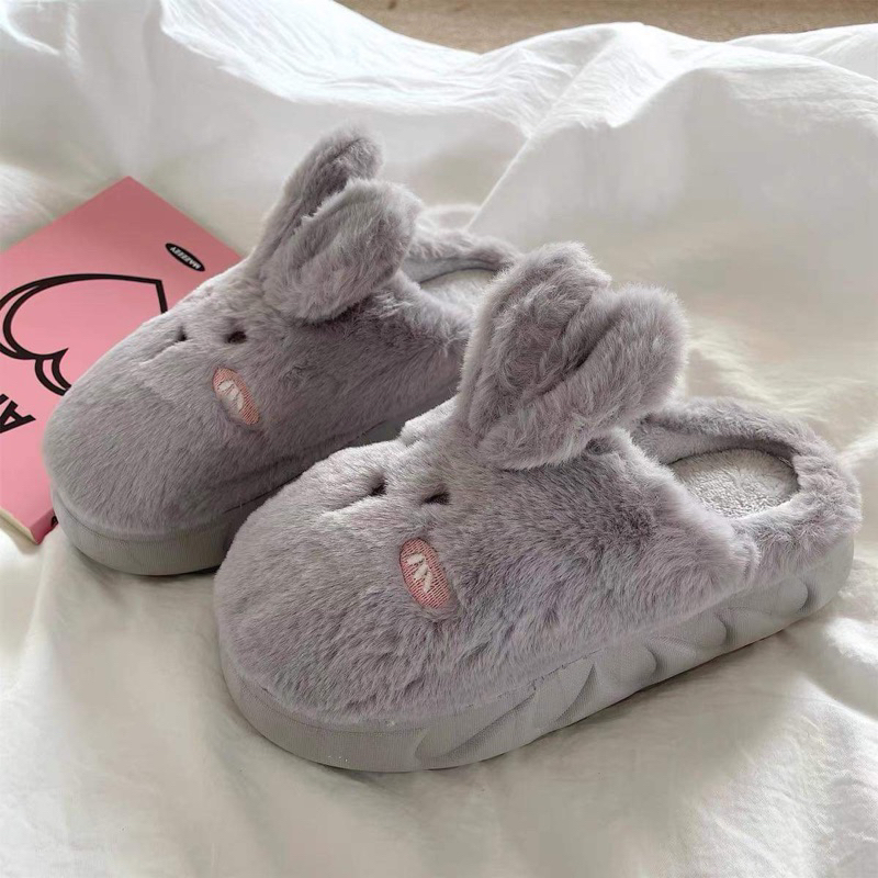 Dép lông hình thỏ Ulzzang siêu ấm, siêu đáng yêu