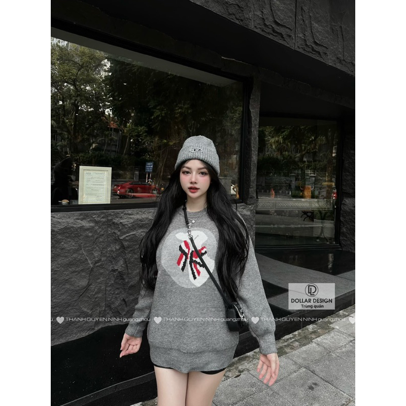 Áo len thom chó nơ siêu kèm tất siêu hot