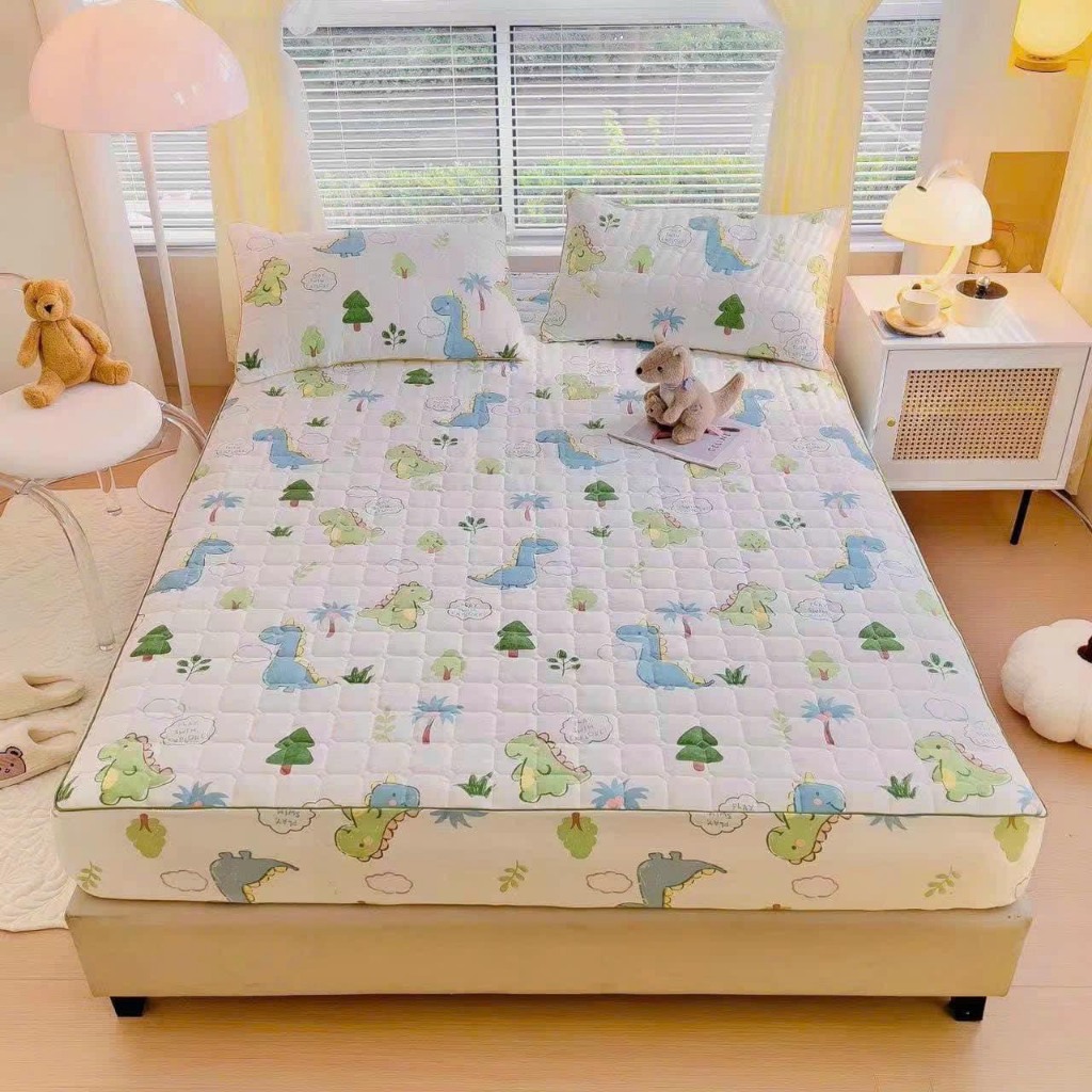 Bộ ga gối 3 Món Cotton đũi dệt bông xơ đậu lành ga gối trần bông đũi cotton, kèm 2 vỏ gối