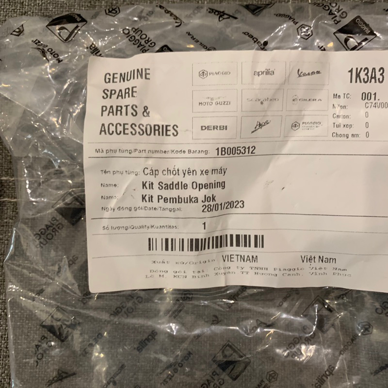 Bộ mở khoá yên xe Vespa Lx, Vespa S