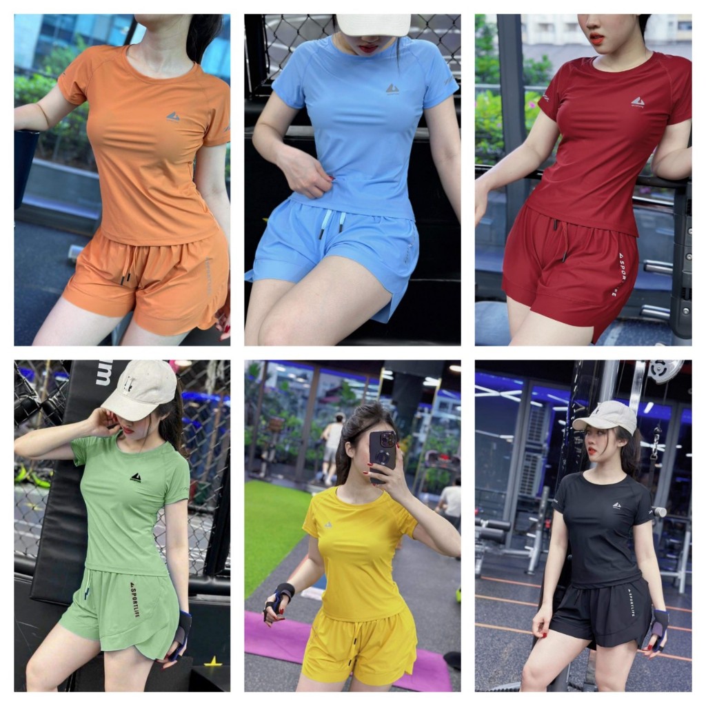 Sét bộ đùi quần 2 lớp áo dáng dài chất mềm mịn co giãn tốt, đồ tập gym yoga aerobic thể thao năng động cá tính