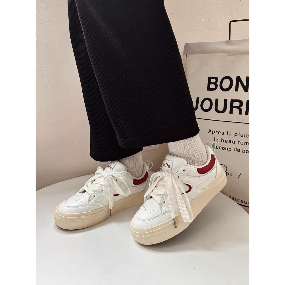 Giày Thể Thao Nữ MOCNHO đế cao 4cm retro basic da mềm mới hot phong cách thời trang đẹp mới