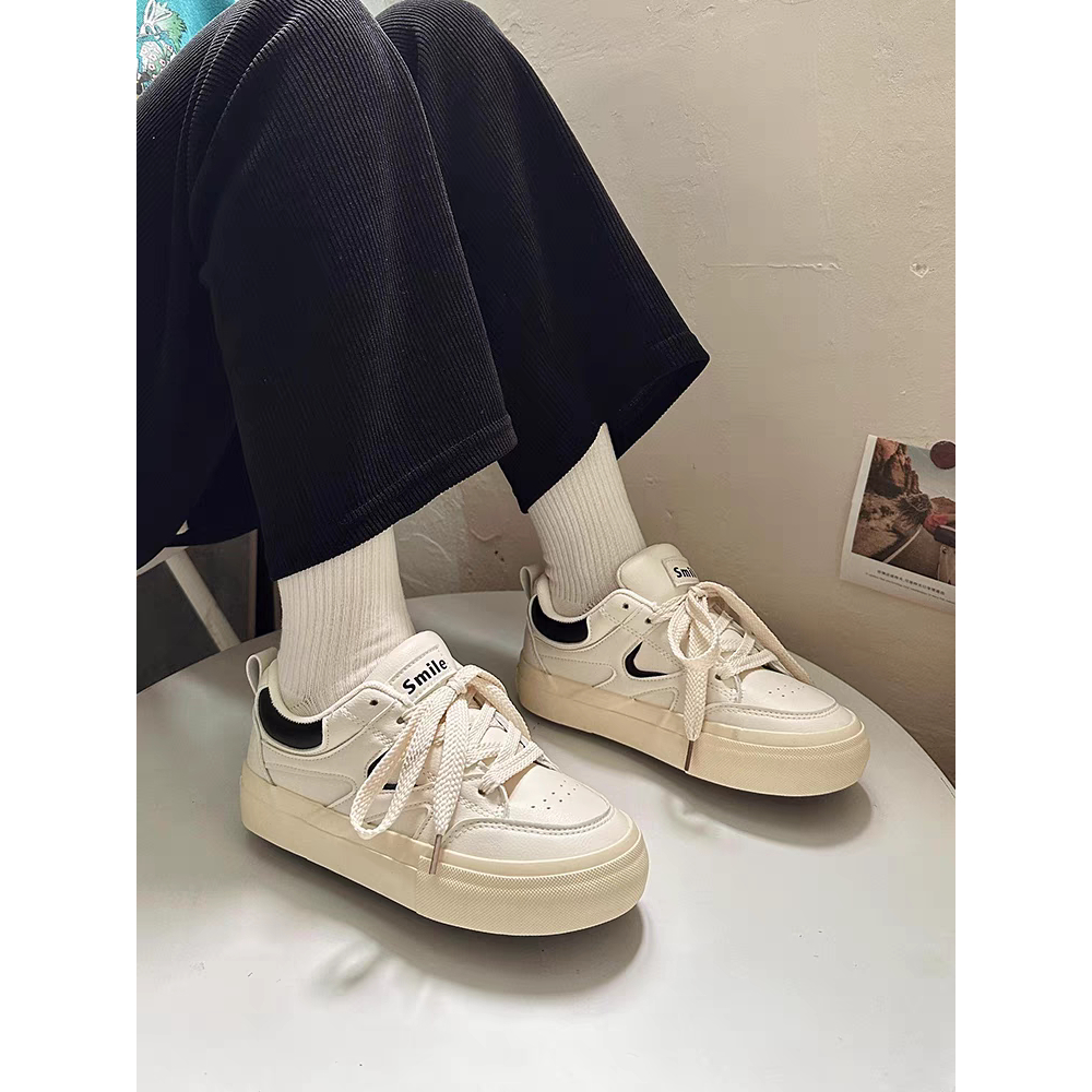 Giày Thể Thao Nữ MOCNHO đế cao 4cm retro basic da mềm mới hot phong cách thời trang đẹp mới