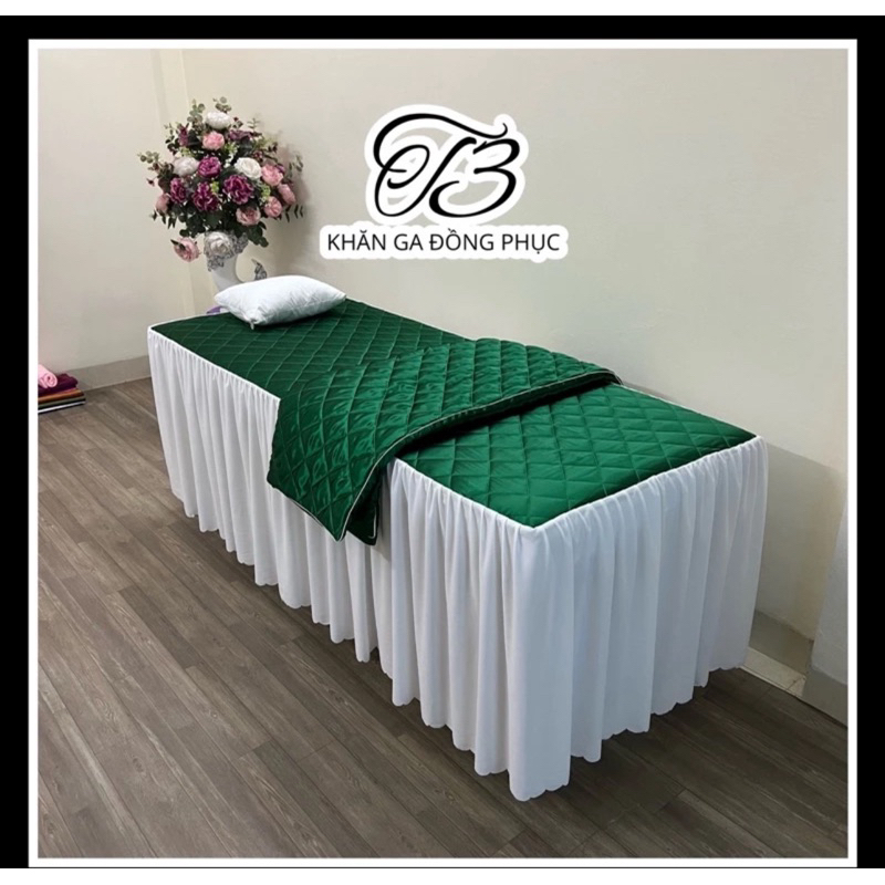 Ga drap spa mặt lụa trần bông quây thun mè đẹp cho giường spa và gội đầu