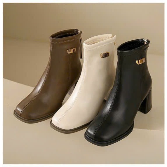 Giày Bốt, Bốt Da Nữ Chữ MIU Cổ Lửng 3 màu HOTTREND 2023 !