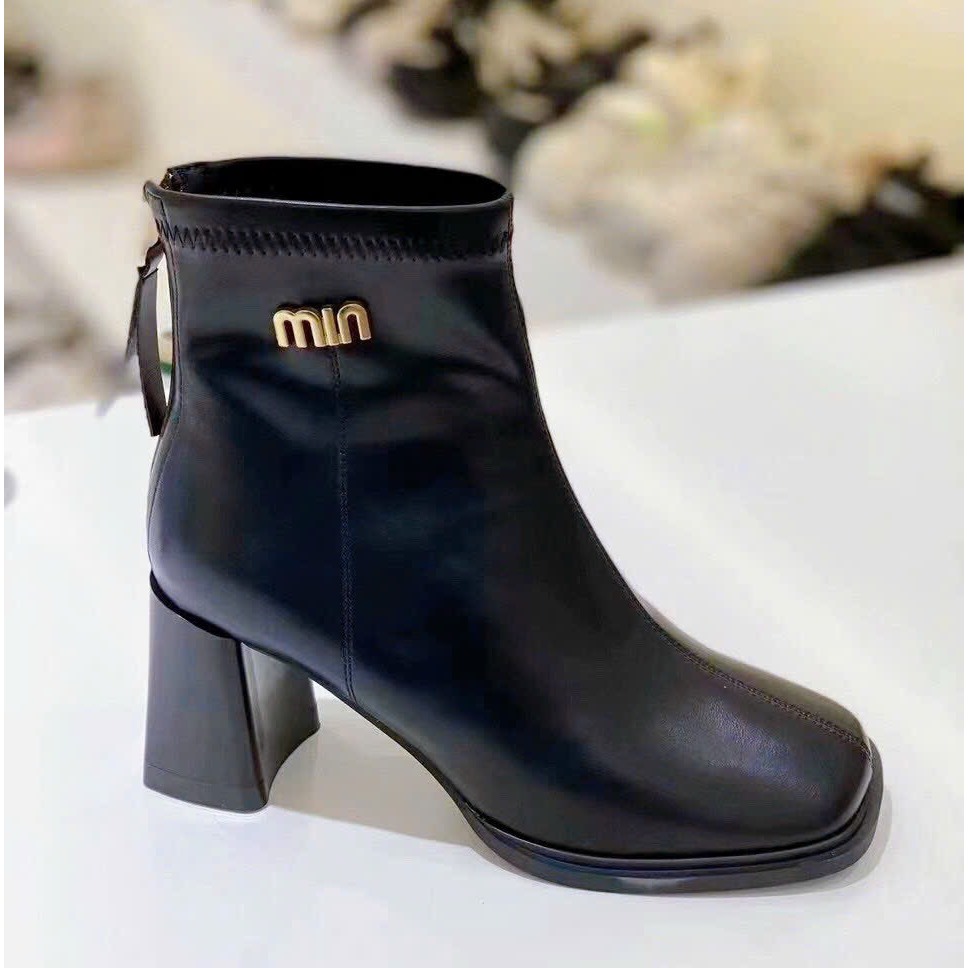 Giày Bốt, Bốt Da Nữ Chữ MIU Cổ Lửng 3 màu HOTTREND 2023 !